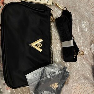 Valentino Orlandi Black Crossbody Bag with Gold Hardware